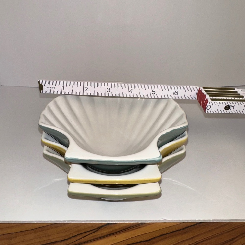 Set‎ of 3 WCL Shell Shaped Dishes Yellow Green Blue Dessert Appetizer Dip Bowls - Picture 4 of 5
